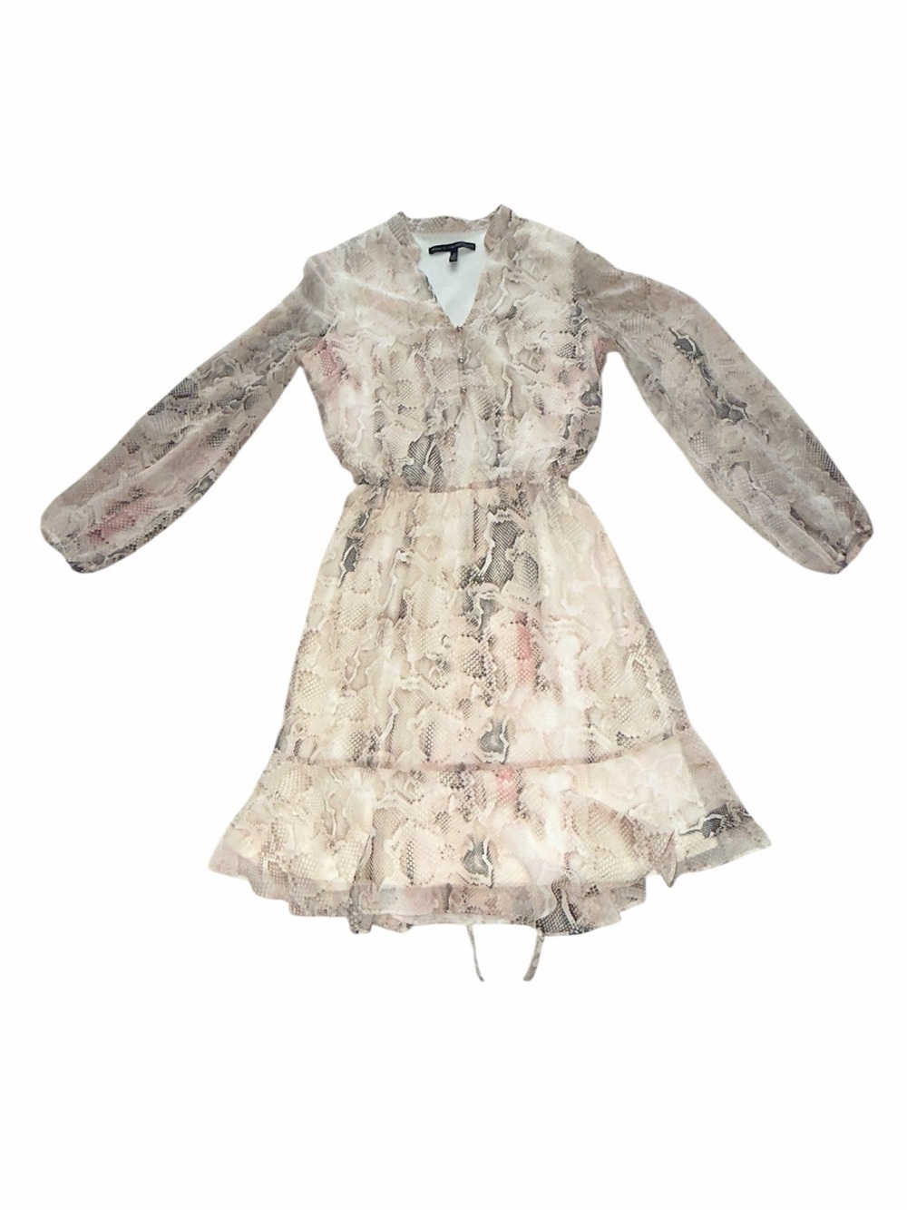 White House Black Market Long Sleeve Ruffle Dress (007)